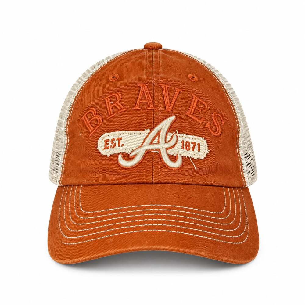 '47 Atlanta Braves Orange & White Mesh Trucker Snapback Hat